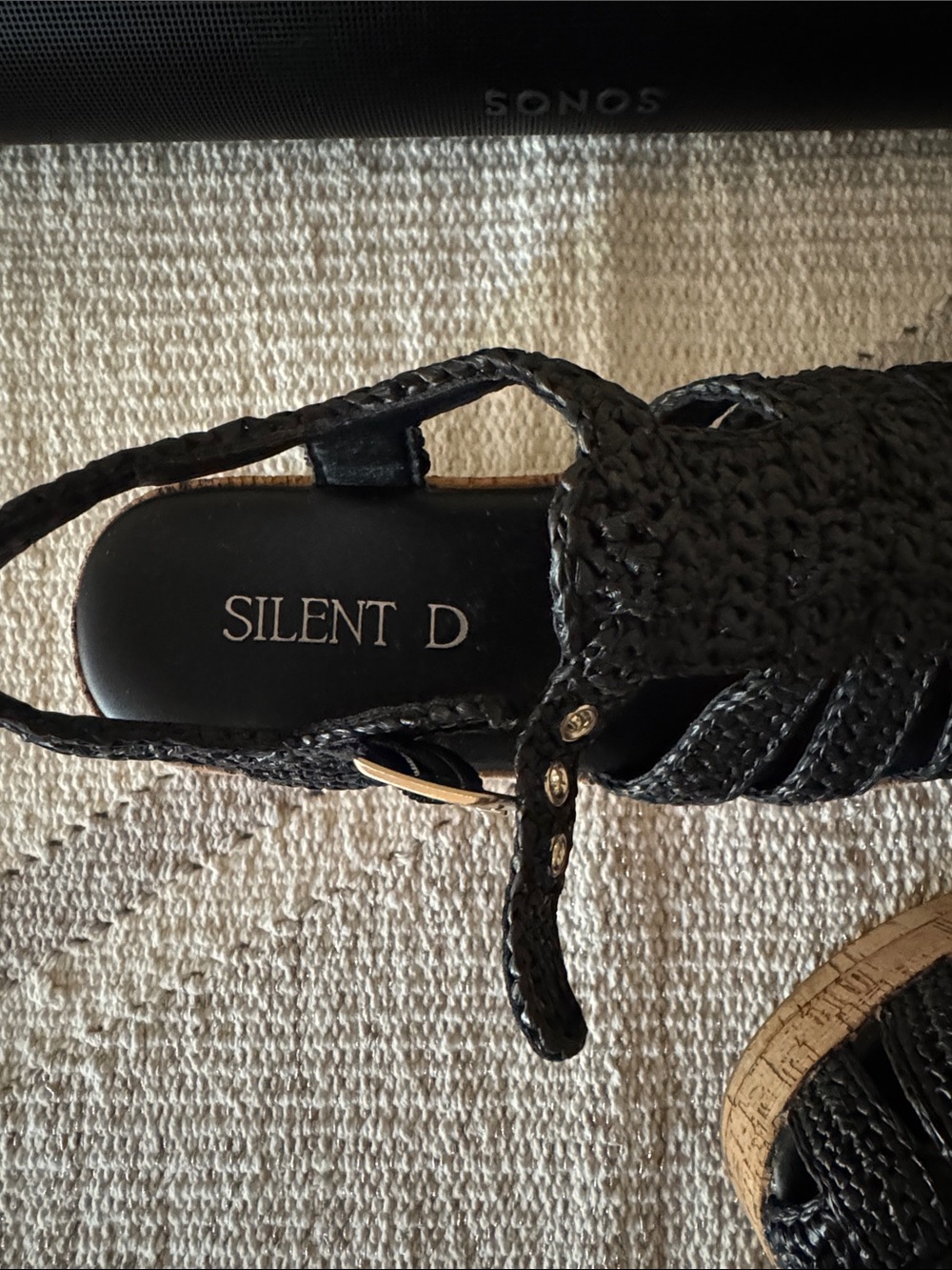 Silent D Black Woven Espadrille Wedge Sandals